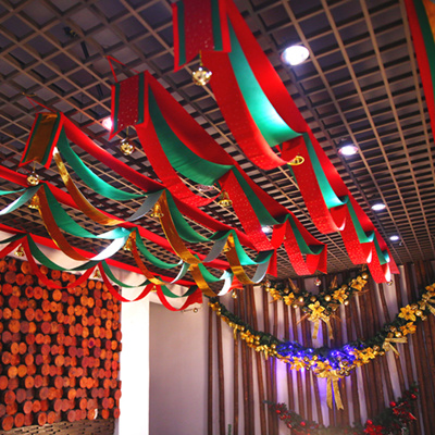 Festival Day Ribbon Shop Window Shop Decoration Christmas Wave Flag Ceiling Hanging Flag 2 3 4 5 Wav