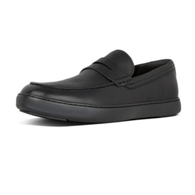 all black leather slip on