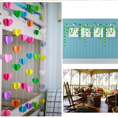 Flora Style Heart Shape Kids Baby Room Party Decoration Hanging Paper 3m Garlands String Chain