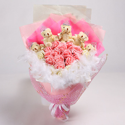 Qoo10 - [Flower Bouquet]Teddy Bear Flower Bouquets for sale! Happy ...