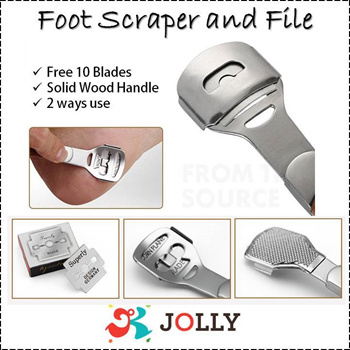 Foot Scraper and File Dead Skin Callus Corn Remover Free 10 Blades