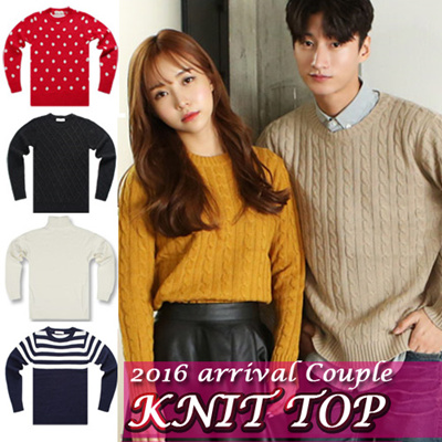 Qoo10  FREE SHIPPING  Couple  knit WOMEN MEN SWEATER 100 