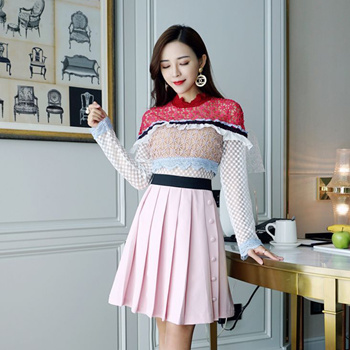 Qoo10 - 【Free Shipping】 Korea Fashion One Piece Dress Lace Retro Flare One  Pie : Women's Clothing