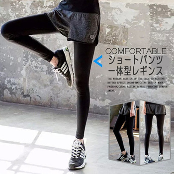 Qoo10 - 【Free Shipping】 Leggings with short pants integrated ☆ Yoga Wear  Leggi : Sports Equipment