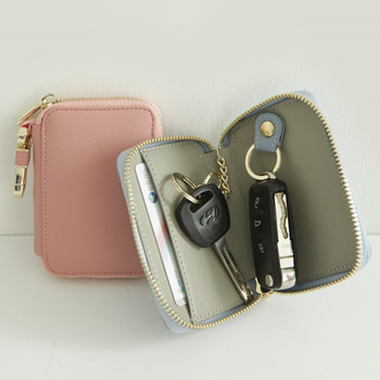Men Women's Leather Key Holder Case Wallet Keychain Pouch Bag Zipper | eBay
