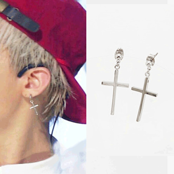 Kpop Idol BTS Jimin Surgical steel Cross Cone Chain Earring Ear clip | eBay