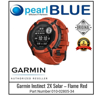 Garmin Instinct 2X Solar (Flame Red) Rugged GPS Smartwatch