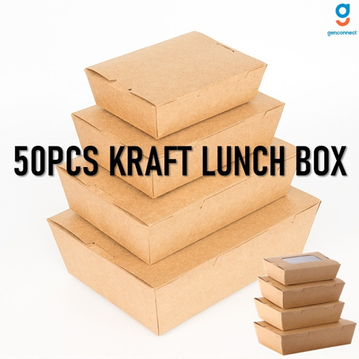 Qoo Pcs Kraft Lunch Box Takeaway Bento Lunchbox Window Kraft