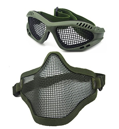 Geoot Airsoft War Game Half Face Guard Mesh Mask Protector Goggles 