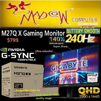  GIGABYTE 27 QHD 240Hz 1ms IPS Gaming Monitor M27Q X :  Electronics