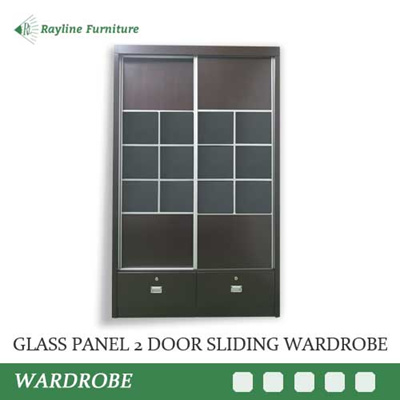 Qoo10 Glass Panel 2 Door Sliding Wardrobe Spacious Storage