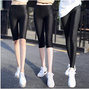 Qoo10 - Glossy pants / shiny pants leggings black feet were thin five  points s : Women's Clothing