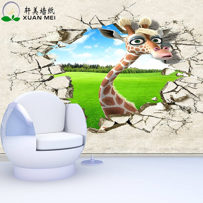 Grand Mural Cartoon Style Cartoon Style Giraffe Leisure Living Room Bedroom Child Room Mural Custom