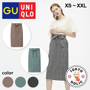 Qoo10 - (GU JAPAN)sale/ ribbon check narrow midi skirt /2018/sale