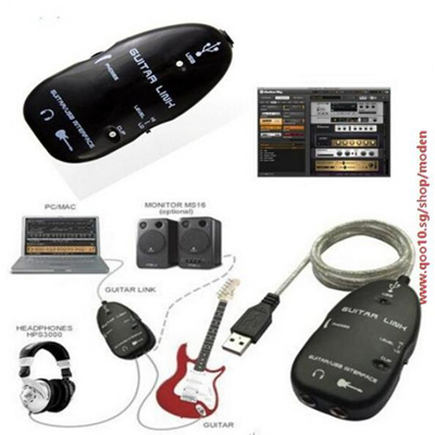 fasion Black USB Guitar Interface Link Cable for PC