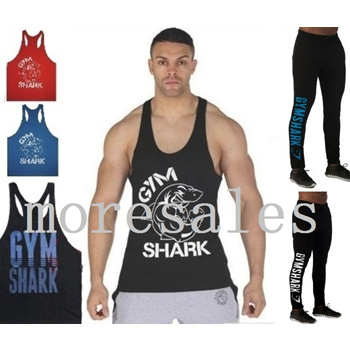 Qoo10 - Gymshark GYM Shark Bodybuilding Weightlifting Singlet Men Top Long  pa : Sportswear
