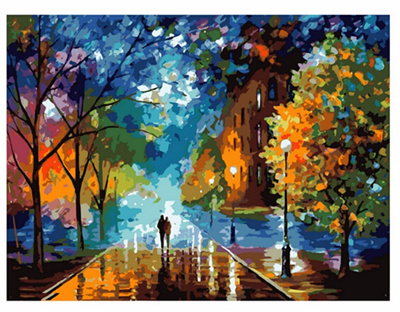 Qoo10 Hand Painted Couple Walking Rain Diy Canvas Painting Wall