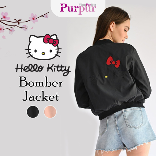 Qoo10 - Hello Kitty Bomber Jacket Blush / Black : Women’s Clothing