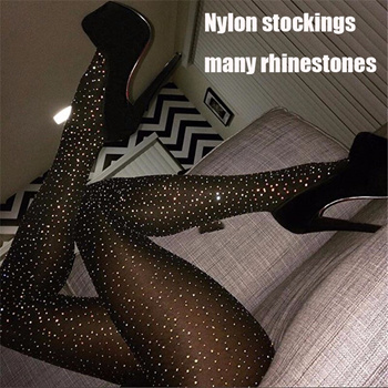 Crystal Glitter Thigh High Womens Socks With Rhinestone Fishnet