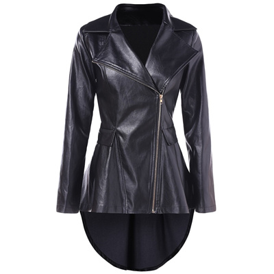 Qoo10 High Low Faux Leather Tunic Jacket Women S Clothing