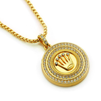 mens gold crown pendant