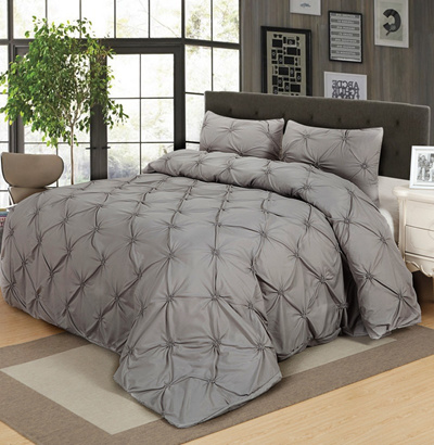 Qoo10 Home Living Bedding Sets Gray Pinch Pleat Duvet Cover Set