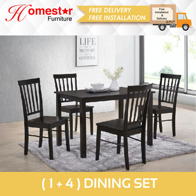 Homestarhomestar 1 4 Solid Wood Dining Table And Chair Set Natural Walnut Sturdy Simple Cheap Sales Offer