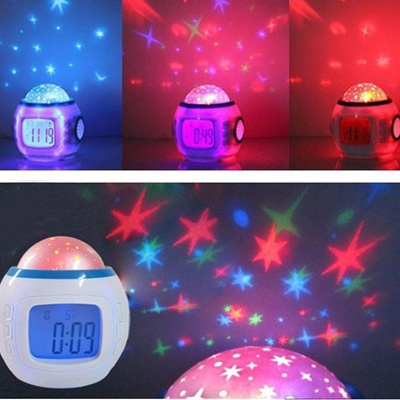 Hot Selling Children Sleeping Sky Star Night Light Projector Lamp Bedroom Alarm Clock Music