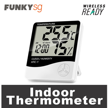 HTC-2A Digital Temperature and Humidity Meter with Clock and Alarm