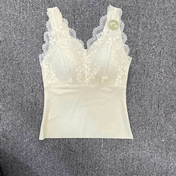 SILK BRALETTE WITH LACE TRIM - Ice