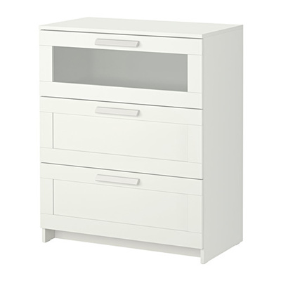 Qoo10 Ikea Brimnes Wardrobe 3 Drawers White Frosted Glass