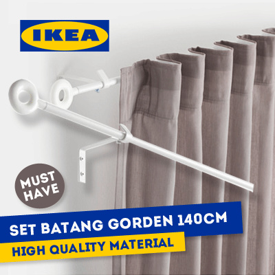 Qoo10 IKEA  IRJA Set batang gorden  lengkap 140 cm putih 