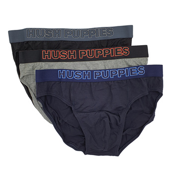 Hush Puppies 3pcs Men's Hipster Briefs, Cotton Elastane