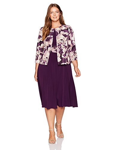 Jessica Howard Womens Plus Size Swing Jacket And Dress Plu M Combo 18w