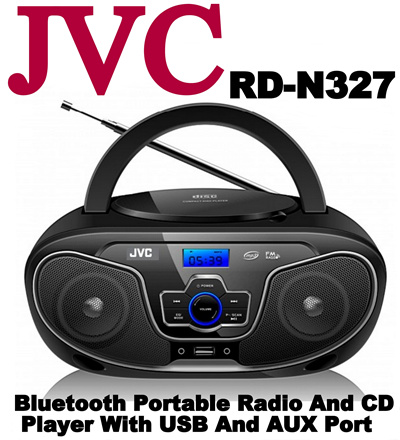 Qoo Jvc Rd N Bluetooth Portable Radio And Cd Player With Usb And Aux Po Tv