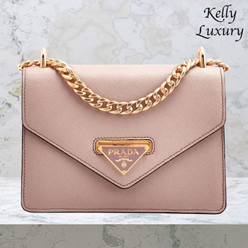 Qoo10 - [Pre-Order] Saffiano Chain Shoulder Bag Pink 1BD200 2EDV F0615 3  weeks : Bag & Wallet