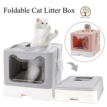 Source Easy Clean Cat No Smell Anti-Splashing Litter Box Private Space Top  Entry Foldable Covered Kitty Litter Pan on m.