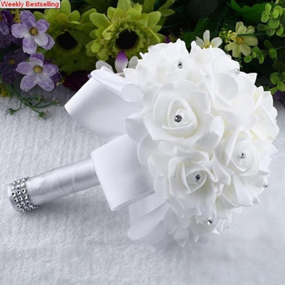 Le Bouquet De Roses Pearl Cristal Mariage Fleurs En Soie Artificielle De Demoiselle Dhonneur