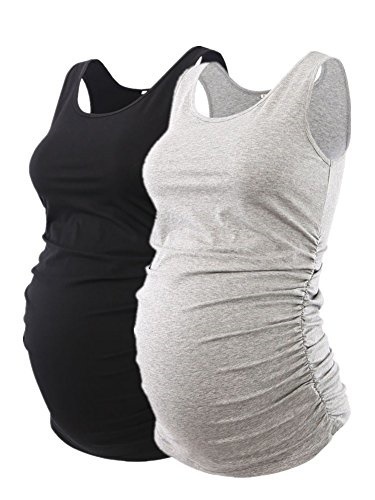 Liu /& Qu Maternity Basic Tank Top Mama Clothes Sleeveless Womens Solid Side Ruching Vest