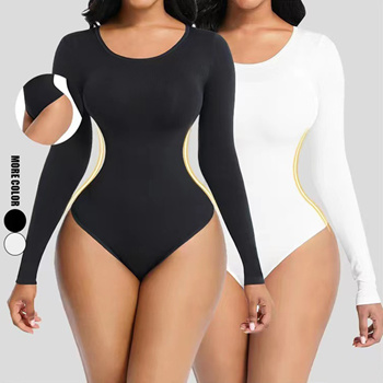 Qoo10 - LMYLXL Fajas Colombianas Sexy Neck Bodysuit Long Sleeve
