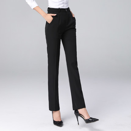 Qoo10 - Long pants / thin black high-waisted formal suit pants straight ...