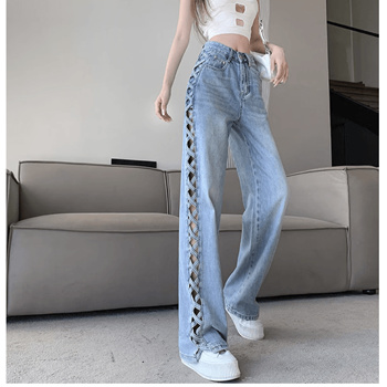 Jeans with criss cross on sales the side