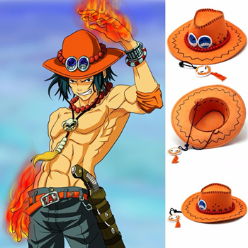 One Piece Portgaz D. Ace Cosplay Costume Set with Ace Cowboy Hat Halloween  Costume for Man 