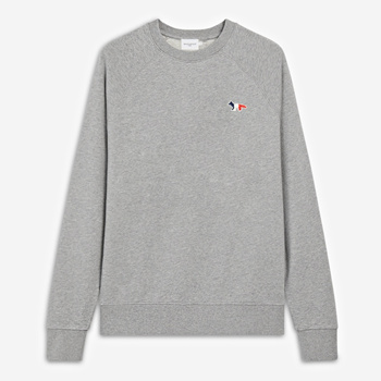 Qoo10 Maison Kitsune Tricolor Fox Patch Gray Men s Sweatshirt FM00322KM0001 Men s Clothing