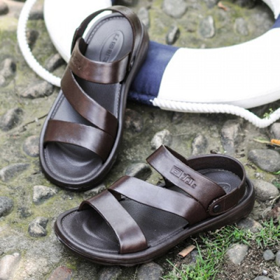 Qoo10 - Men Korean Fashion Pull Back Leather Soft Bottom Sandals : Shoes