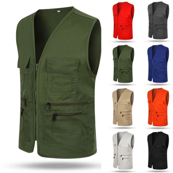 Qoo10 - Men Multi Pocket Vest Gilet Outdoor Fishing Hunting Travel  Waistcoat S : Men's Clothing