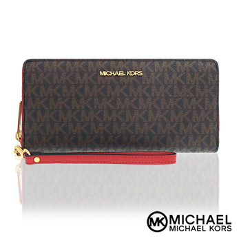 Michael Kors Mens Cooper Flame Red Two-Tone Logo and Leather