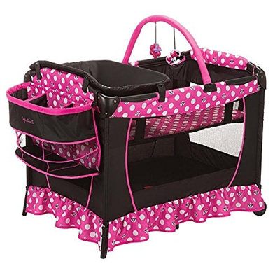 Qoo10 Minnie Mouse Play Yard Bassinet Playpen Crib Diaper