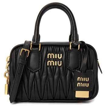 Miu Miu Black Leather and flannel shoulder Handbag Vintage Purse