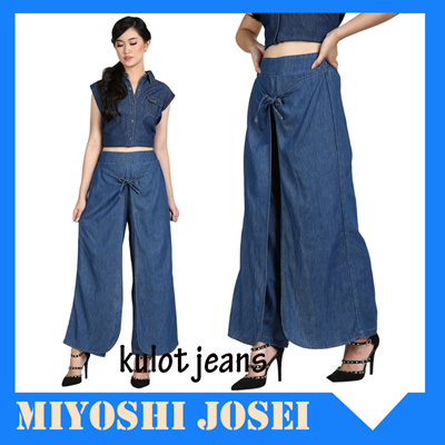 Qoo10 Miyoshi Josei Jeans Kulot Biru Premium Kulot 